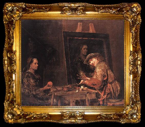 framed  GELDER, Aert de Self-Portrait at an Easel Painting an Old Woman  sgh, ta009-2